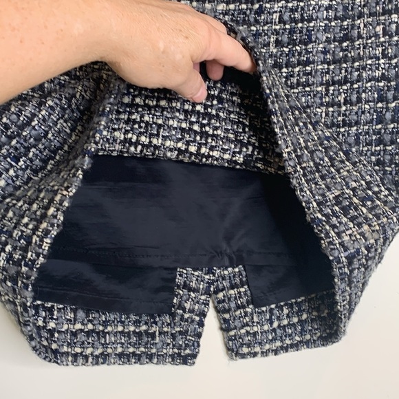 J Crew | Black Gray Knobby Boucle Tweed Knit No 2 Pencil Lined Midi Skirt 4P - Picture 7 of 13
